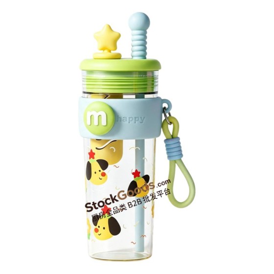Cartoon Puppy Star Straw Cup 780ml, Portable Tea Separation Plastic Tumbler